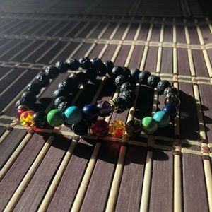 2 (7) Chakra Lava stone diffuser bracelets